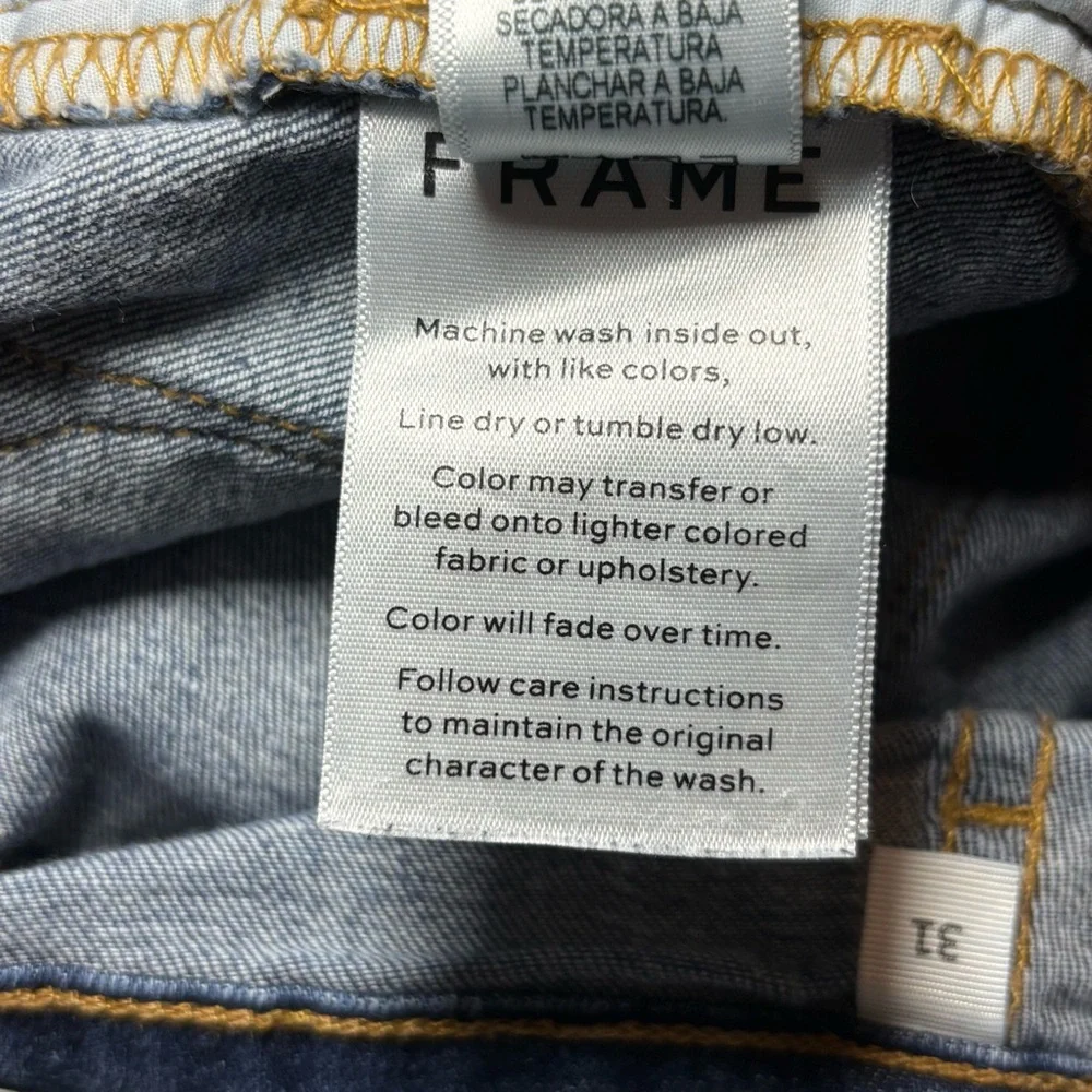 FRAME Women’s Le High Straight Jeans Size 31 Dark Wash Stretch High Rise Ankle - Picture 8 of 12